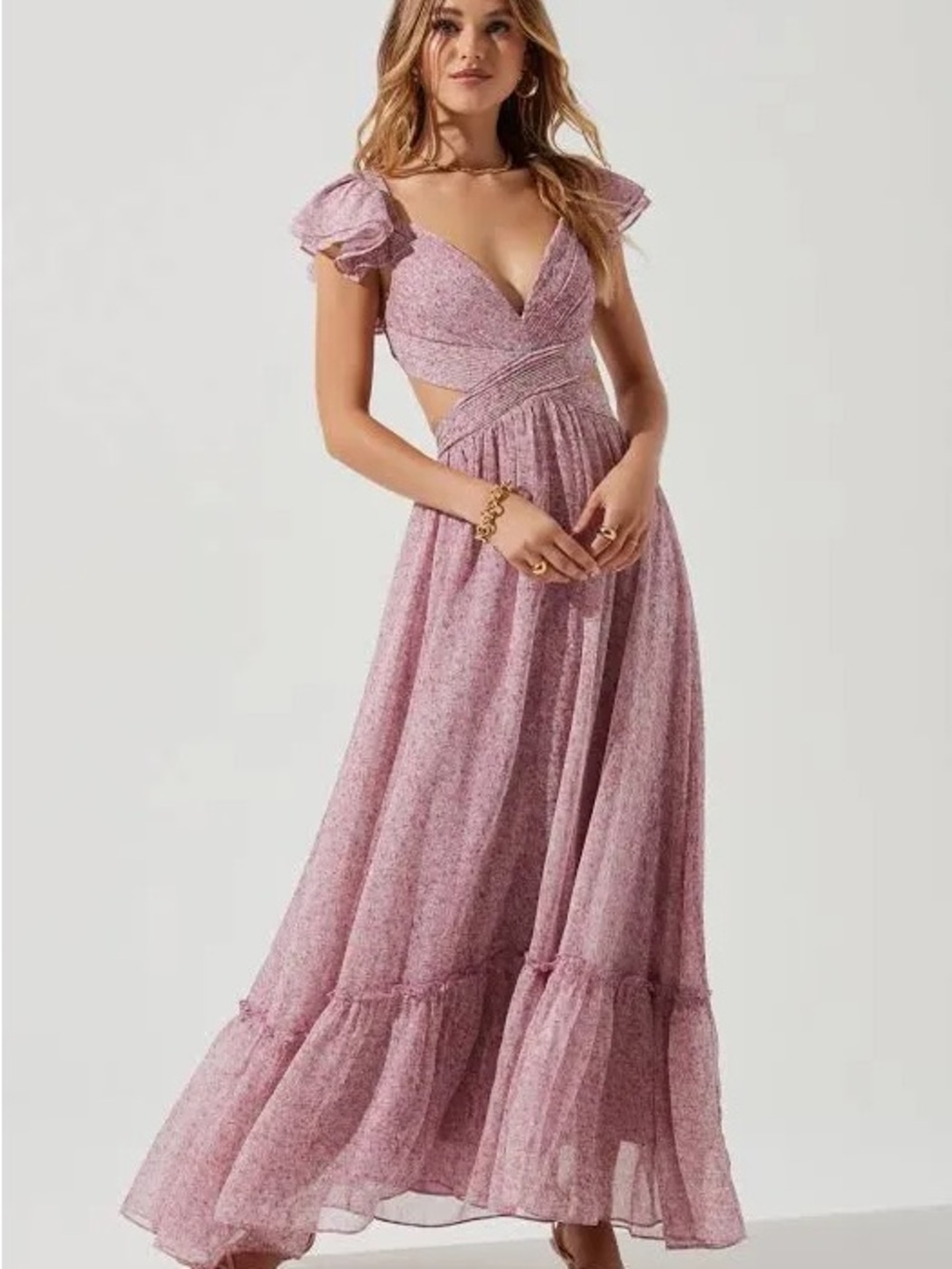 ASTR The Label Primrose Maxi Pink Dress Size S